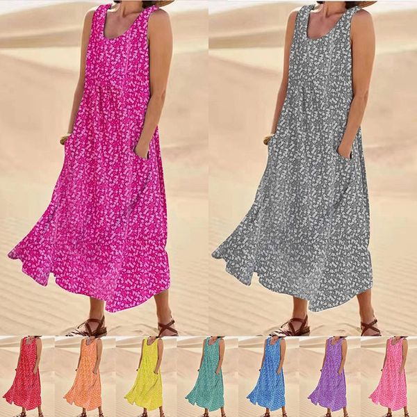 Lorvette | Women's Maxi Dress with Pockets - Hot Pink - Image 12