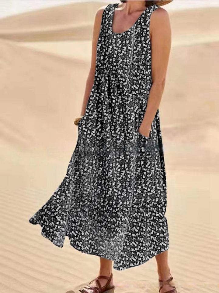 Lorvette | Women's Maxi Dress with Pockets - Hot Pink - Image 4