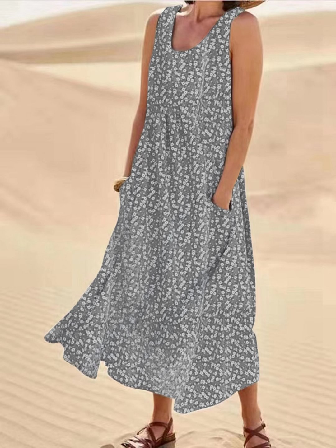 Lorvette | Women's Maxi Dress with Pockets - Hot Pink - Image 7