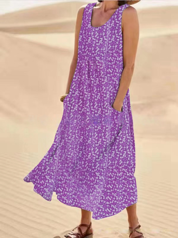 Lorvette | Women's Maxi Dress with Pockets - Hot Pink - Image 8