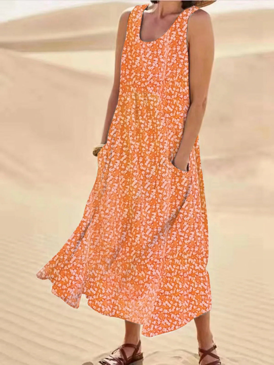 Lorvette | Women's Maxi Dress with Pockets - Hot Pink - Image 9