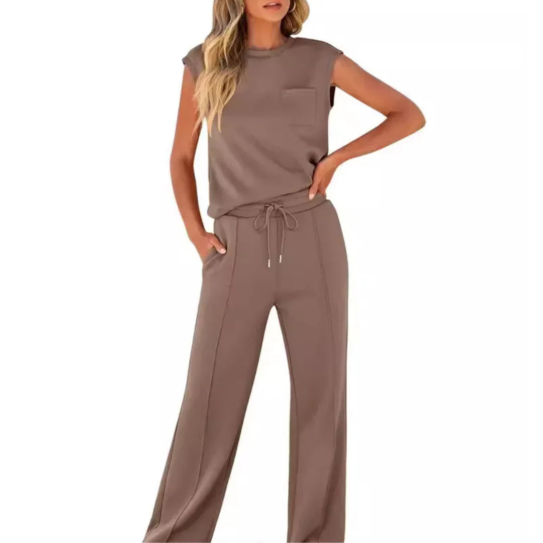 Lottie | Women's Two Piece Set Cap Sleeve & Wide Leg Trousers - Image 2