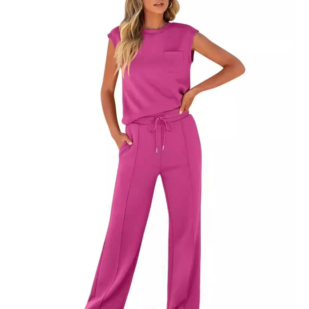 Lottie | Women's Two Piece Set Cap Sleeve & Wide Leg Trousers - Image 3