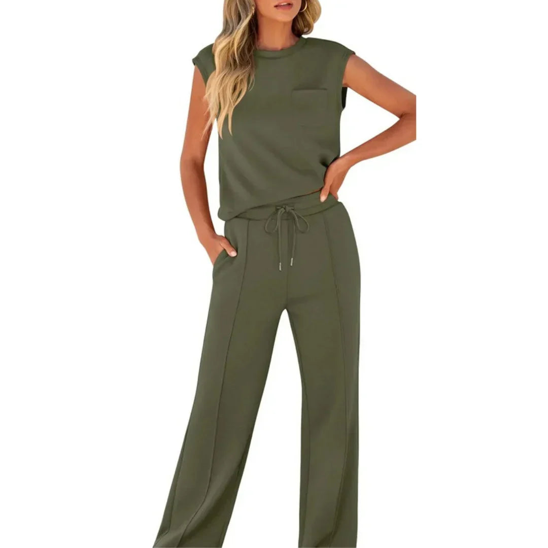 Lottie | Women's Two Piece Set Cap Sleeve & Wide Leg Trousers - Image 6