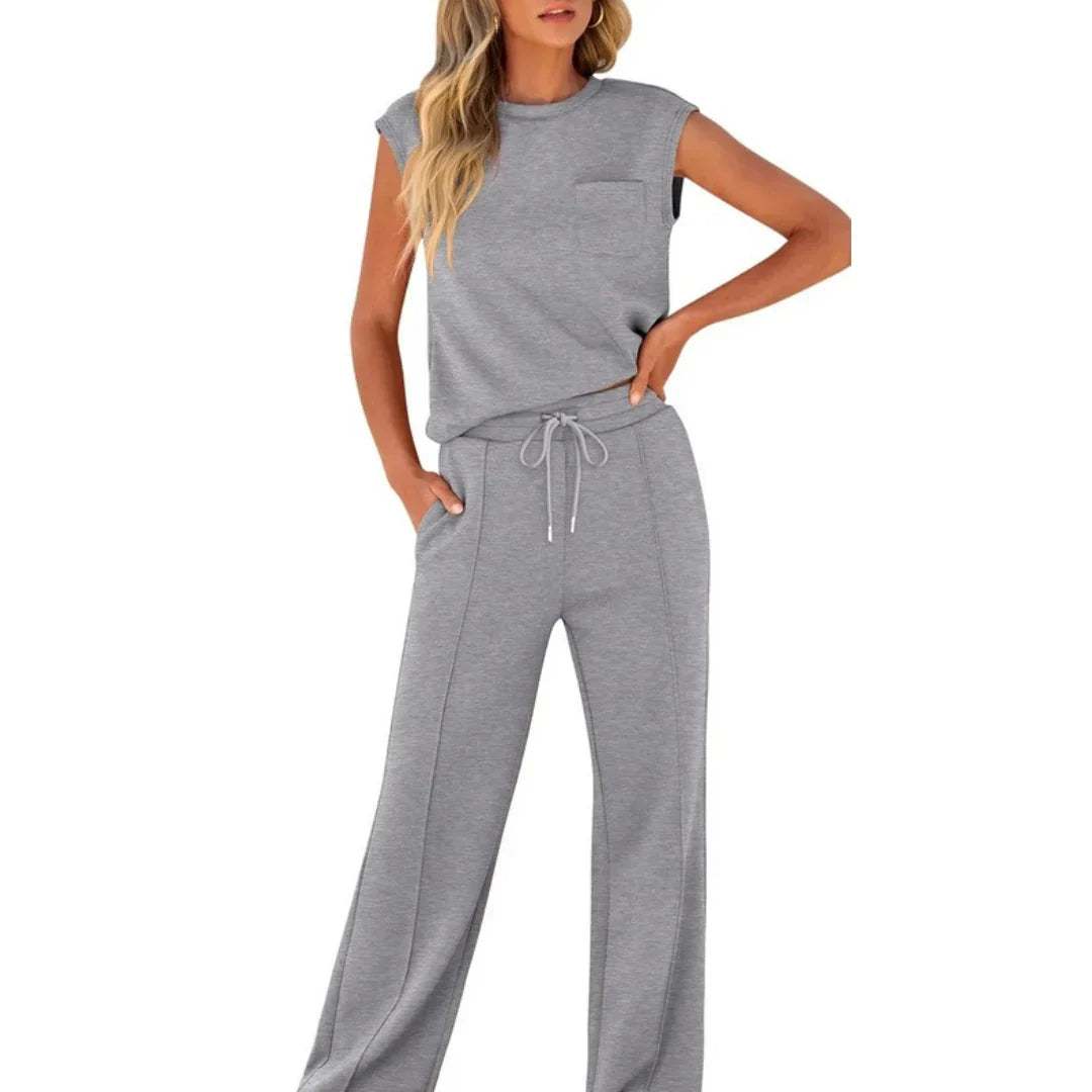 Lottie | Women's Two Piece Set Cap Sleeve & Wide Leg Trousers - Image 8
