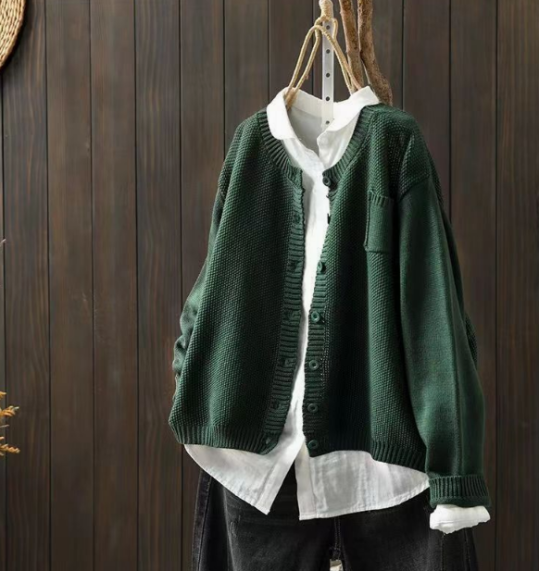Lucinda | Women's Button Up Long Sleeve Cardigan - Red - Image 3