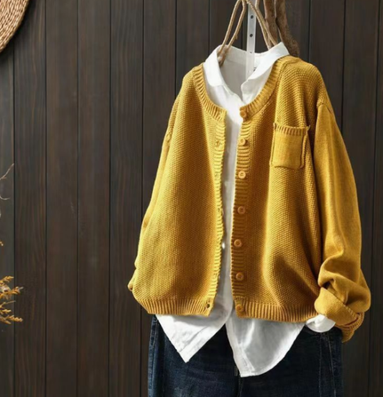 Lucinda | Women's Button Up Long Sleeve Cardigan - Red - Image 4