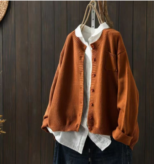 Lucinda | Women's Button Up Long Sleeve Cardigan - Red - Image 5