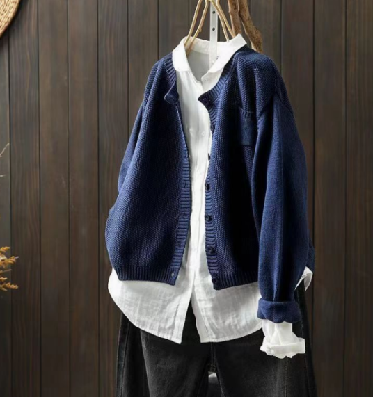 Lucinda | Women's Button Up Long Sleeve Cardigan - Red - Image 7