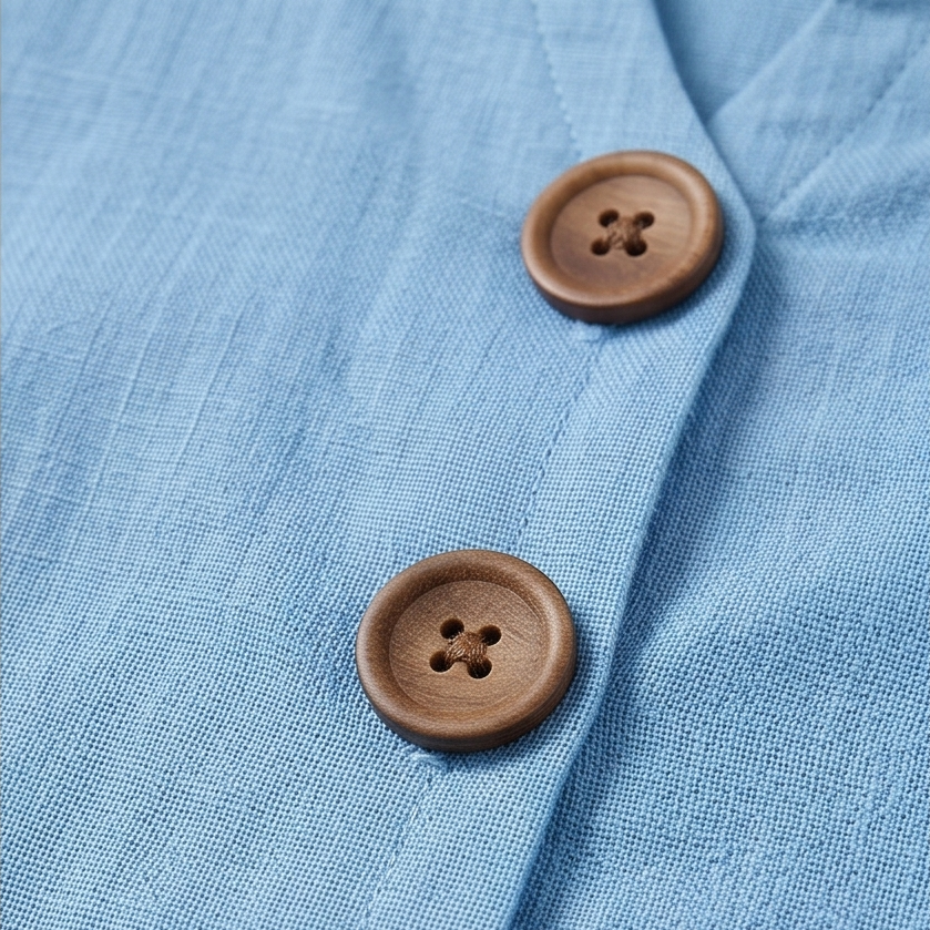 Lumara | Women's Casual Midi Dress with Button Detail - Light Blue - Image 8