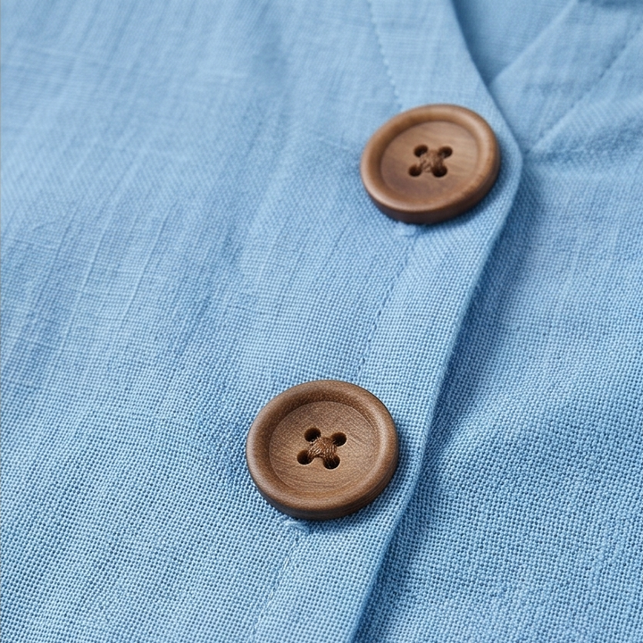 Lumara | Women's Casual Midi Dress with Button Detail - Light Blue - Image 8
