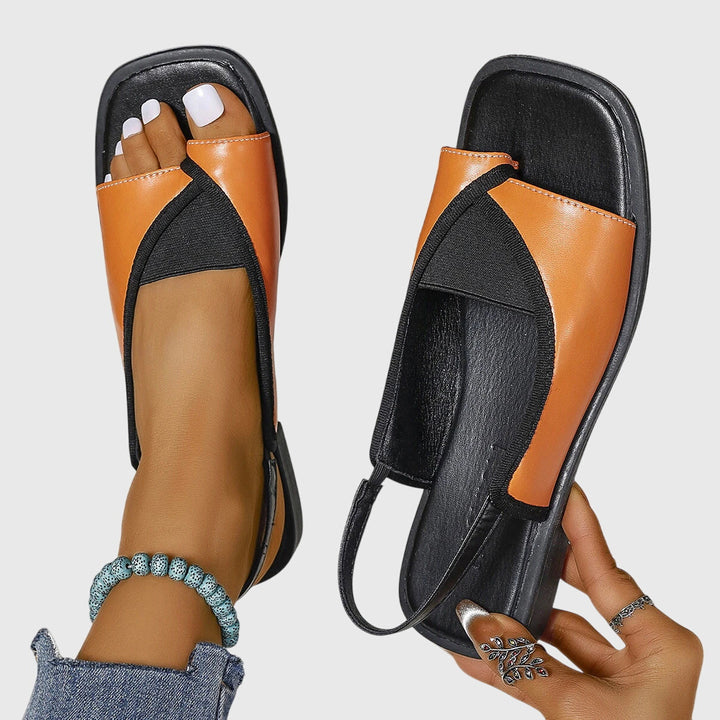 Lumeth | Women's Square Toe Slingback Flat Sandals - Orange - Image 2