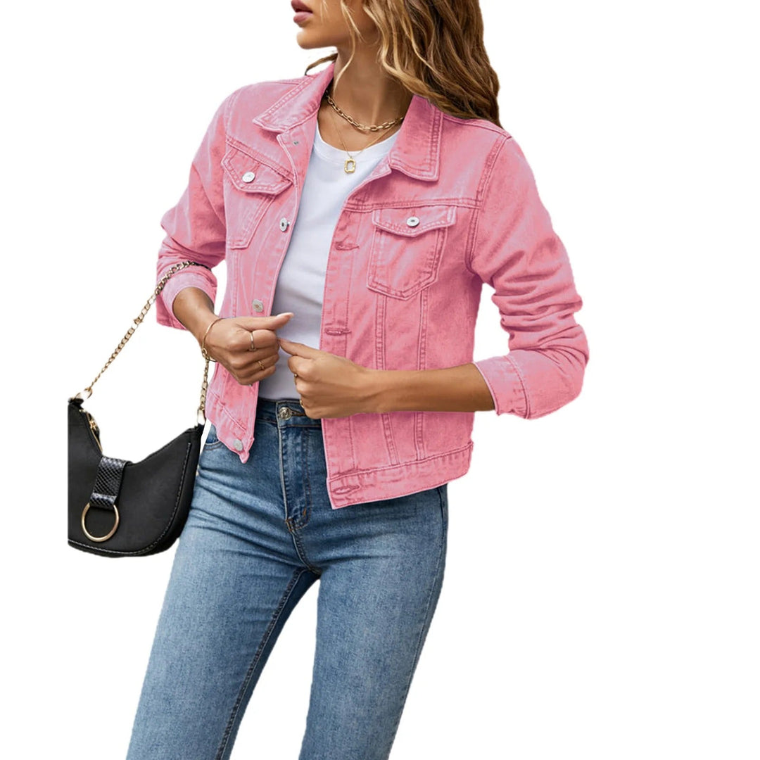 Lydia | Women's Cropped Blue Button Front Jacket - Blue - Image 6