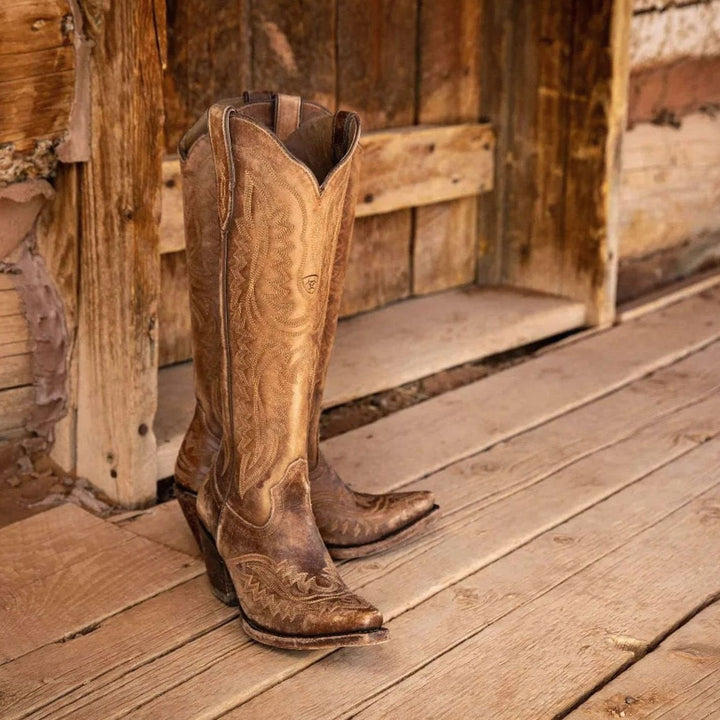 Lyndova | Women's Block Heel Knee-High Cowboy Boots - Light Pink - Image 2