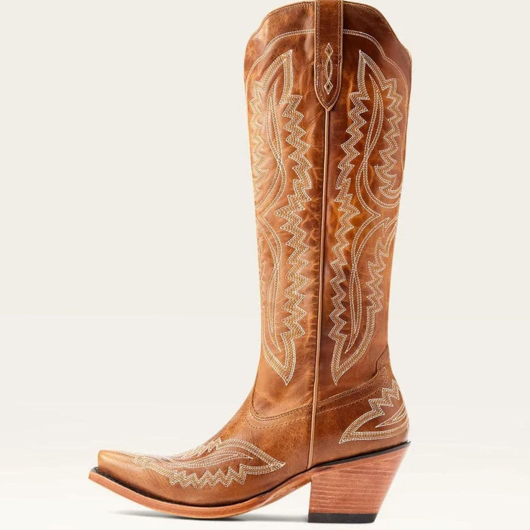 Lyndova | Women's Block Heel Knee-High Cowboy Boots - Light Pink - Image 7