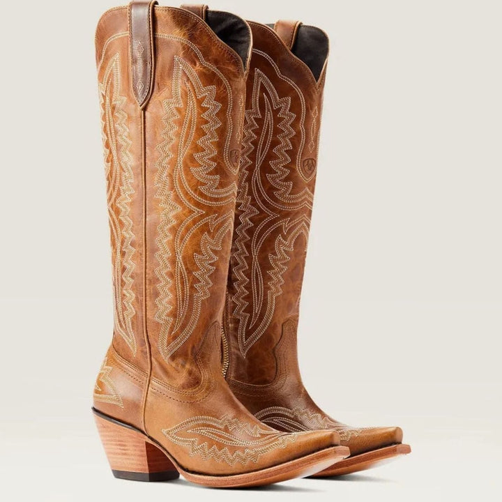 Lyndova | Women's Block Heel Knee-High Cowboy Boots - Light Pink - Image 9