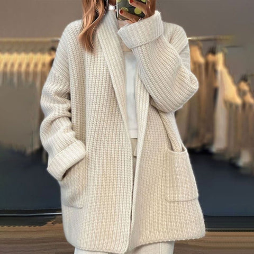 Lyralei | Women's Oversized Chunky Knit Cardigan - Beige - Image 1