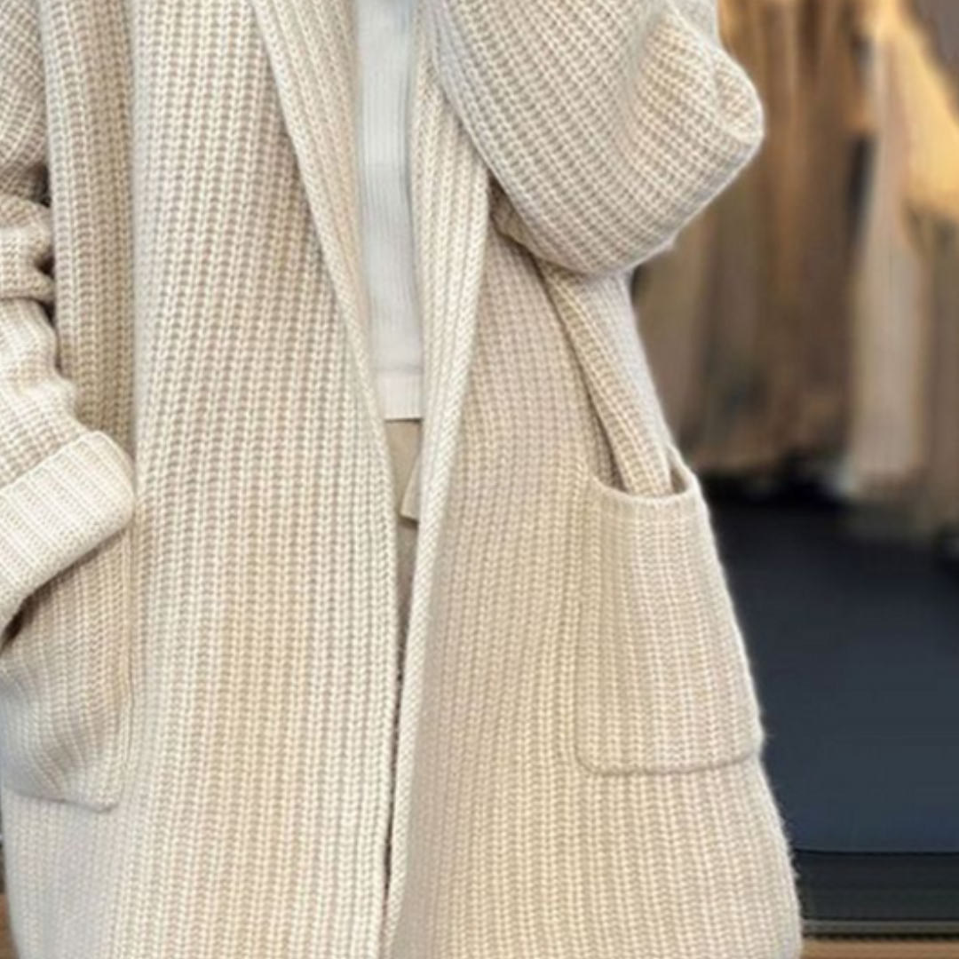 Lyralei | Women's Oversized Chunky Knit Cardigan - Beige - Image 3