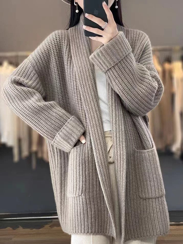 Lyralei | Women's Oversized Chunky Knit Cardigan - Beige - Image 5
