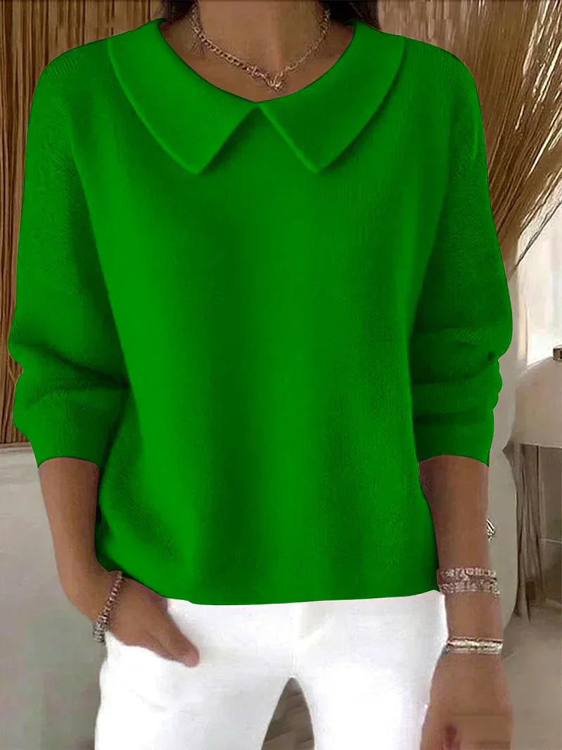 Lysandra | Women's Collared Long Sleeve Sweater - Pink - Image 2