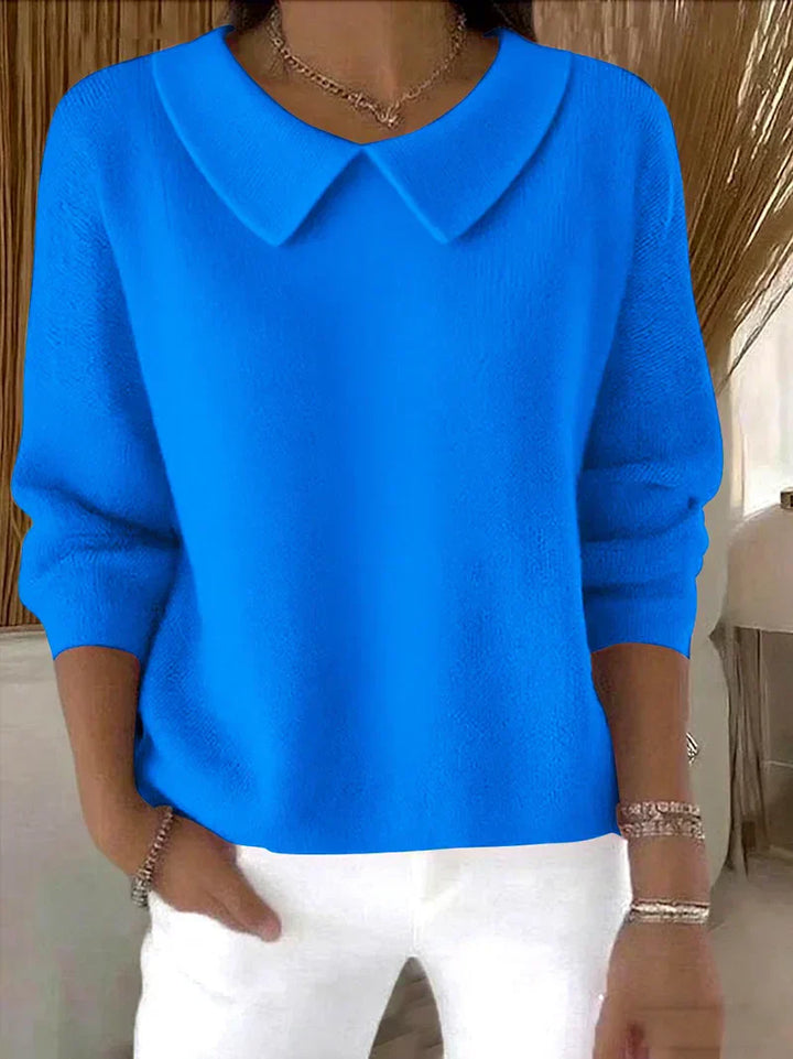 Lysandra | Women's Collared Long Sleeve Sweater - Pink - Image 3