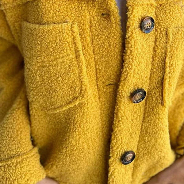 Maeve | Women's Button Front Lapel Collar Jacket - Yellow - Image 3