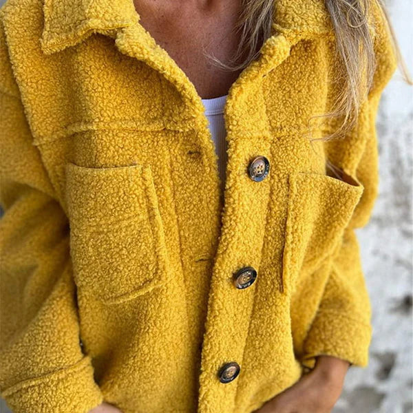 Maeve | Women's Button Front Lapel Collar Jacket - Yellow - Image 4