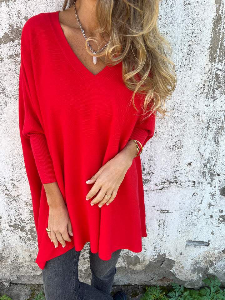 Maeve | Women's Oversized V-Neck Long Sleeve Top - Black - Image 6