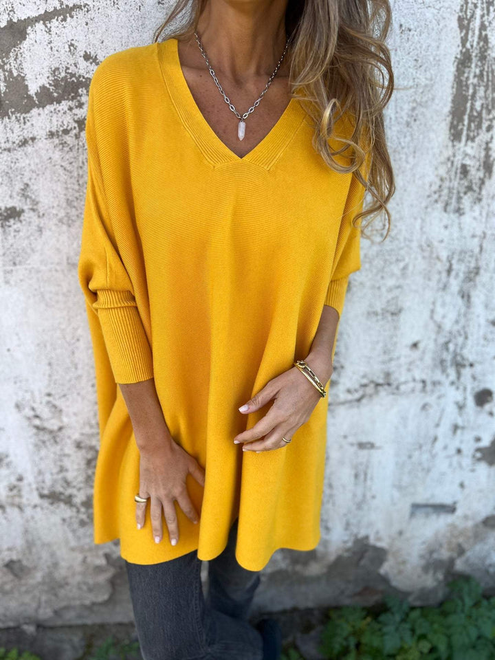 Maeve | Women's Oversized V-Neck Long Sleeve Top - Black - Image 7