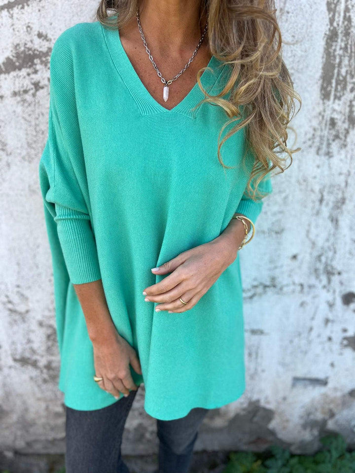 Maeve | Women's Oversized V-Neck Long Sleeve Top - Black - Image 9