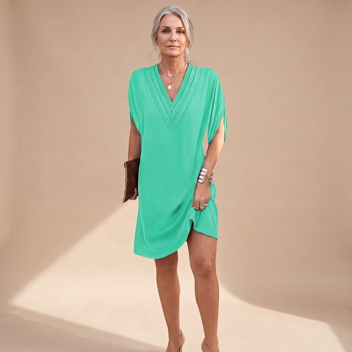 Maevryn | Women's V-Neck Split Sleeve Midi Dress - Image 4