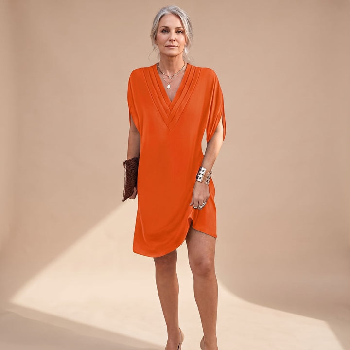 Maevryn | Women's V-Neck Split Sleeve Midi Dress - Image 5