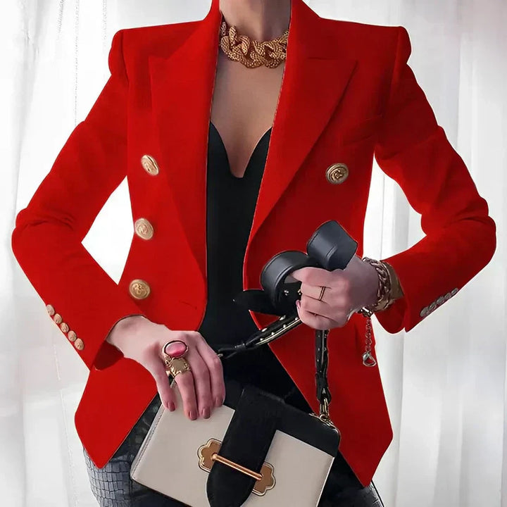 Magnolia | Women's Double Breasted Blazer with Gold Buttons - Black - Image 3