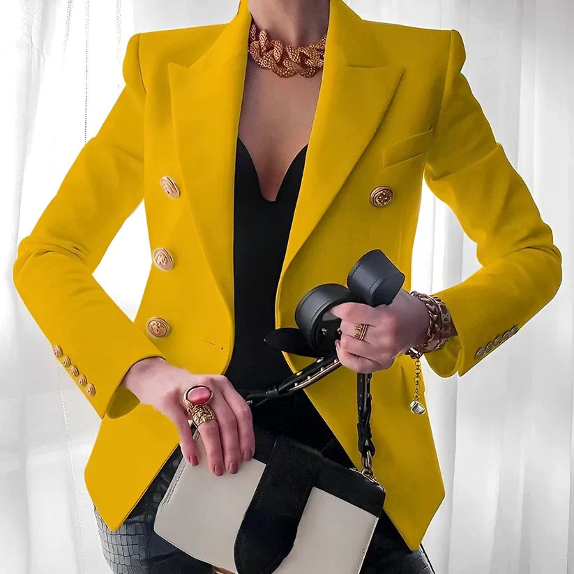 Magnolia | Women's Double Breasted Blazer with Gold Buttons - Black - Image 4