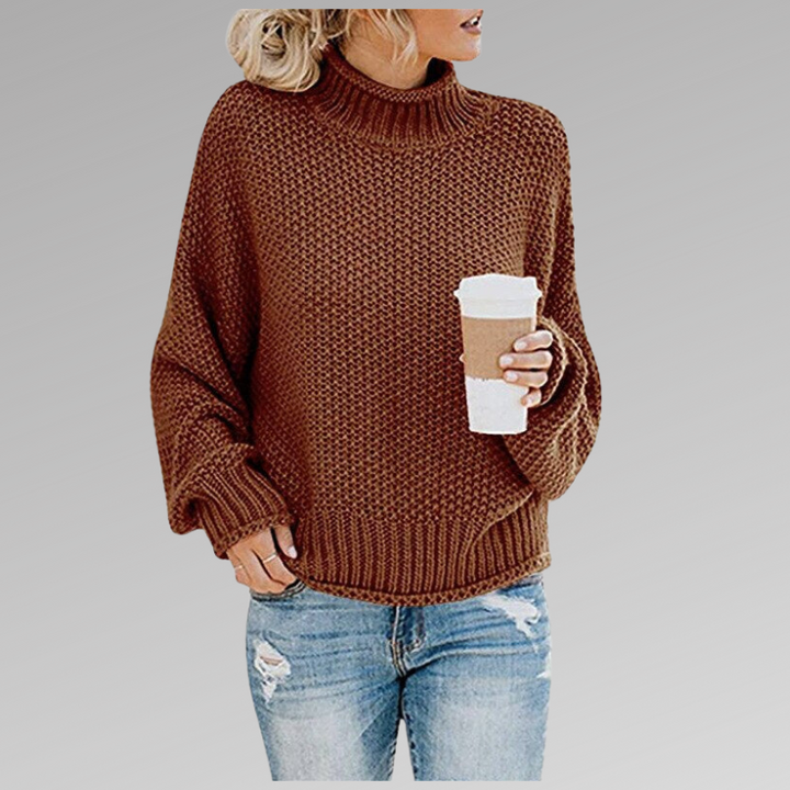 Magnolia | Women's Turtleneck Oversized Sweater - Orange - Image 4