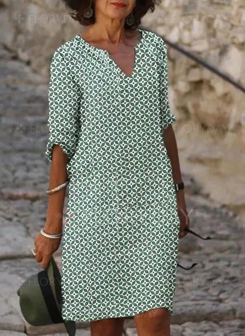 Marietta | Women's Geometric Print Summer Shift Dress - Image 1