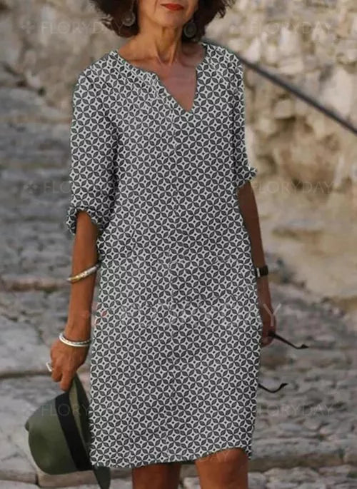 Marietta | Women's Geometric Print Summer Shift Dress - Image 2