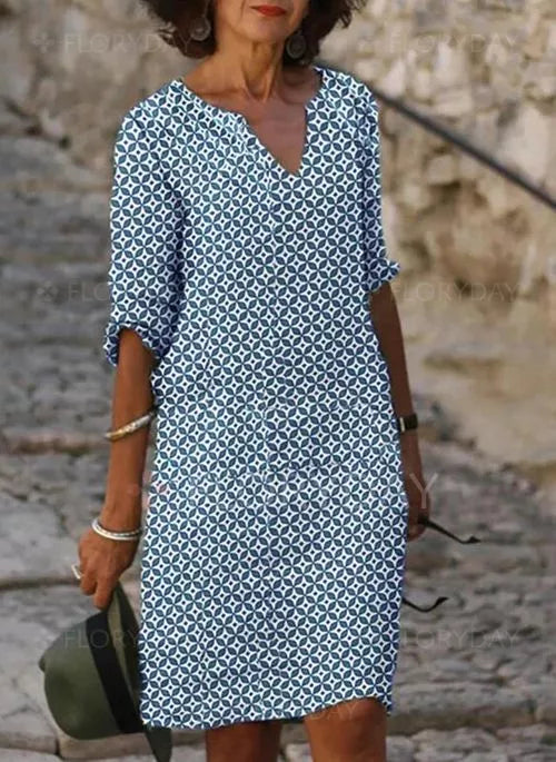 Marietta | Women's Geometric Print Summer Shift Dress - Image 3