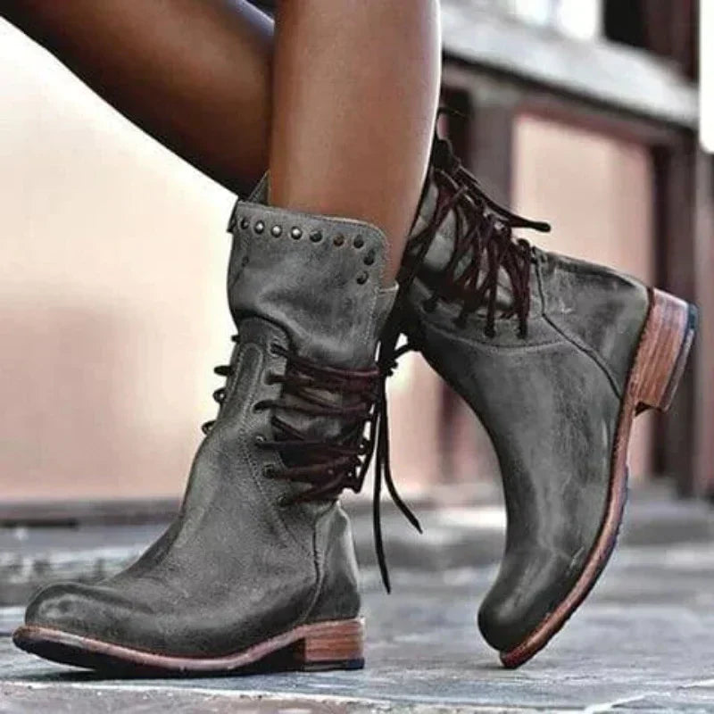 Marigold | Women's Lace Up Ankle Boots - Brown - Image 2