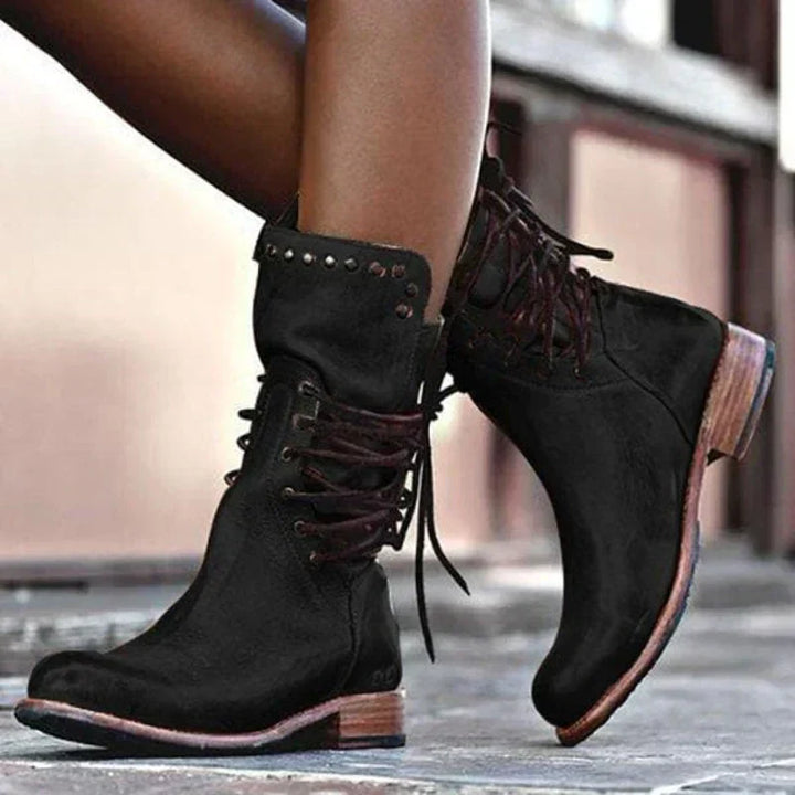 Marigold | Women's Lace Up Ankle Boots - Brown - Image 3