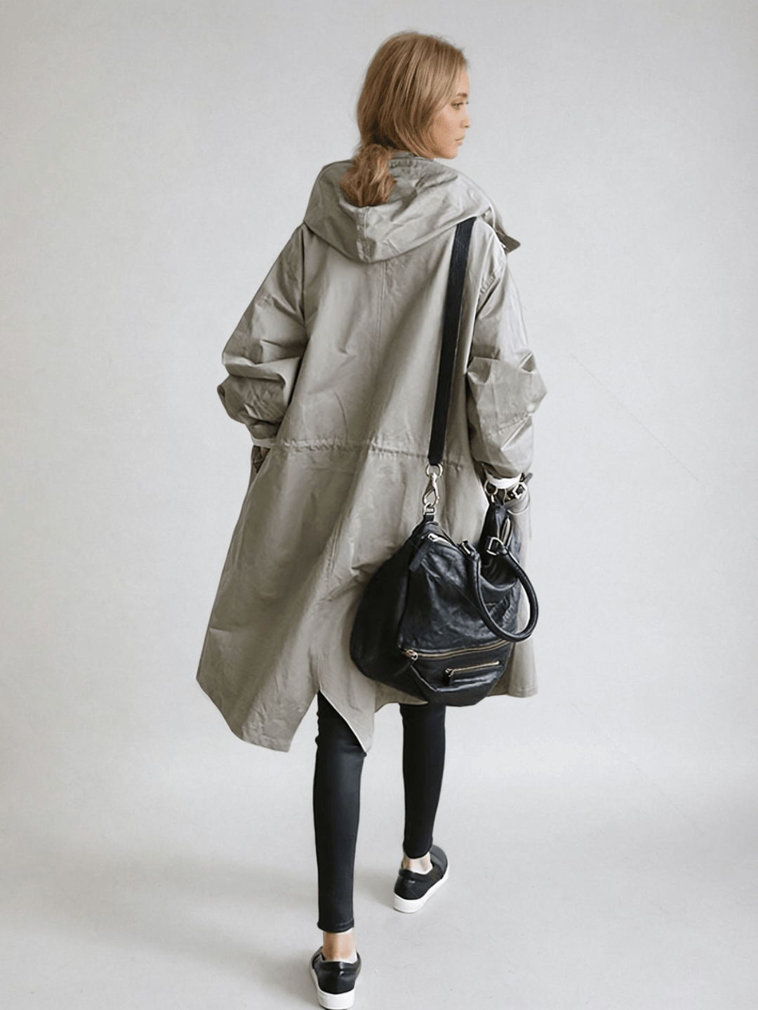 Marlena | Women's Hooded Long Trench Coat - Beige - Image 1