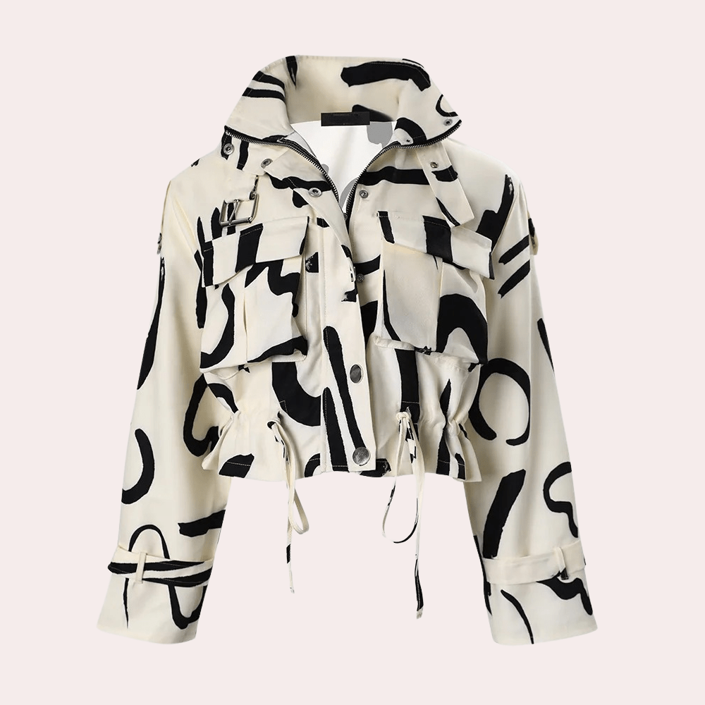 Marlowe | Women's Abstract Print Cropped Jacket - Image 2