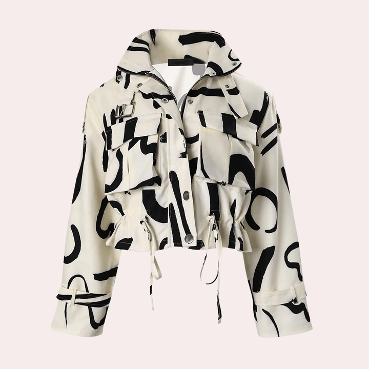 Marlowe | Women's Abstract Print Cropped Jacket - Image 2