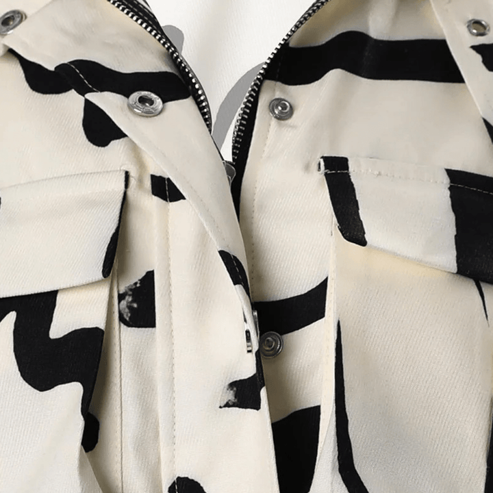 Marlowe | Women's Abstract Print Cropped Jacket - Image 4
