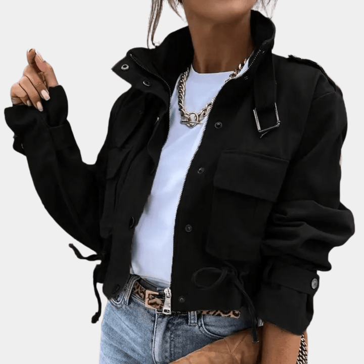 Marlowe | Women's Abstract Print Cropped Jacket - Image 6