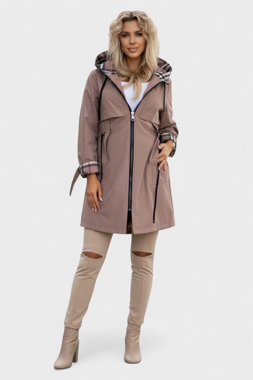 Marlowe | Women's Hooded Zip Front Coat - Black - Image 2