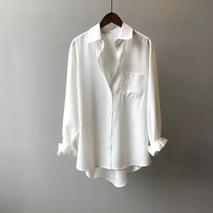 Marlowe | Women's Long Sleeve Button-Up Blouse - White - Image 1