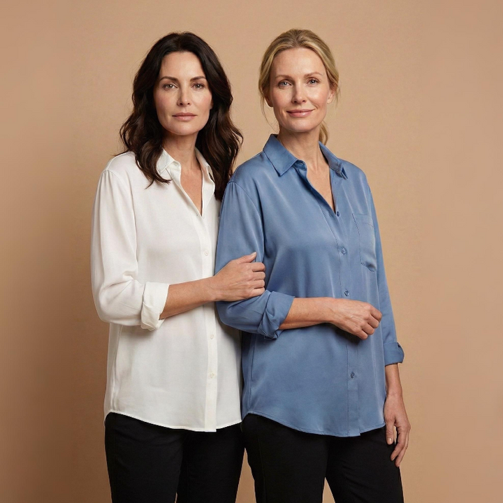 Marlowe | Women's Long Sleeve Button-Up Blouse - White - Image 10