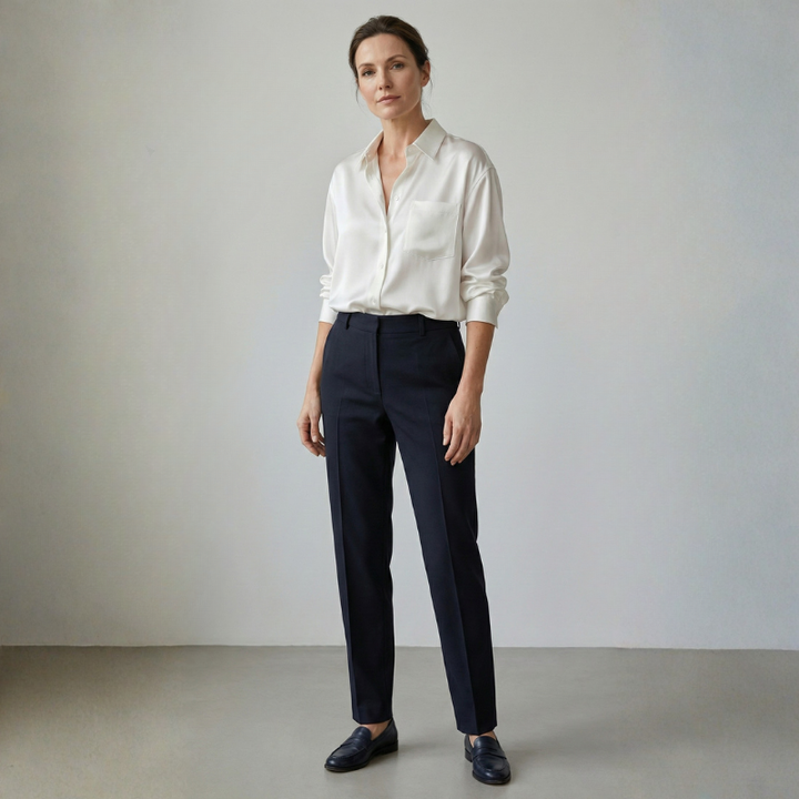 Marlowe | Women's Long Sleeve Button-Up Blouse - White - Image 2