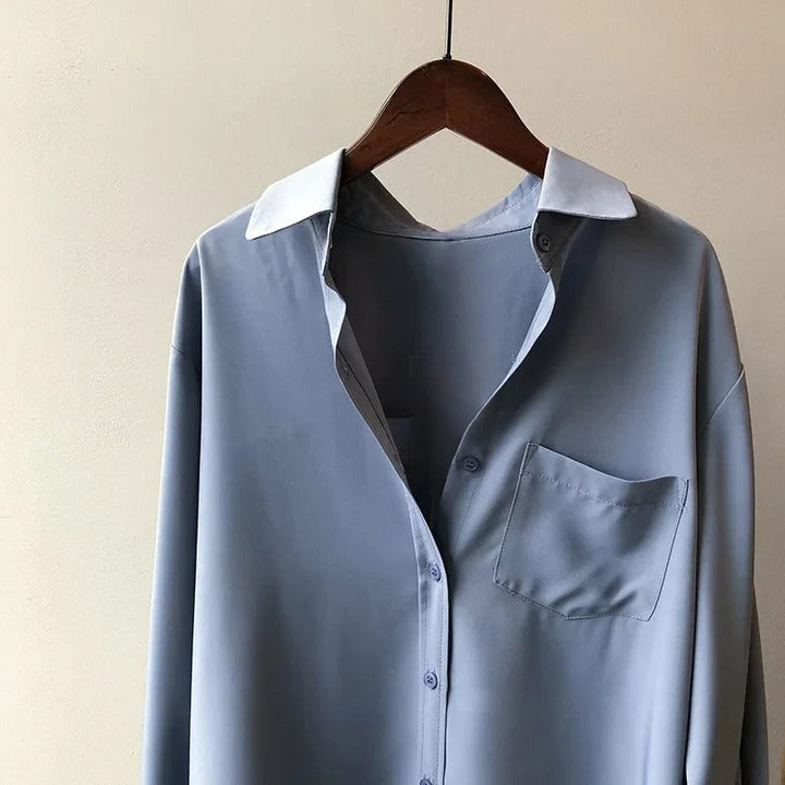 Marlowe | Women's Long Sleeve Button-Up Blouse - White - Image 5